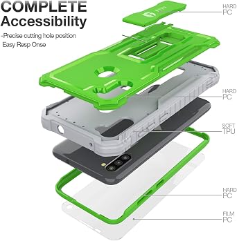 FITO for Samsung Galaxy A11 Case, Dual Layer Shockproof Heavy Duty Case with Screen Protector for Samsung A11 Phone, Built-in Kickstand (Green)