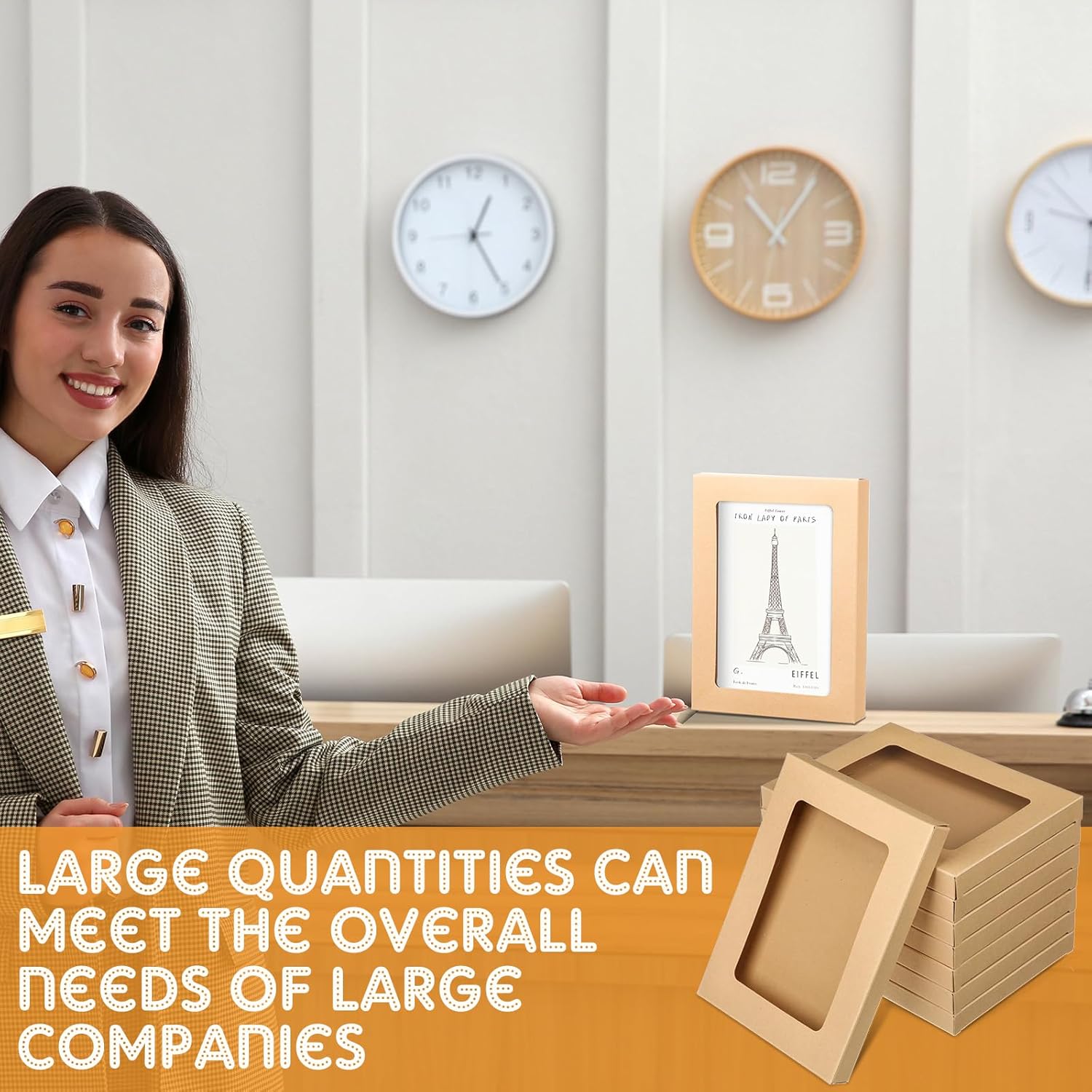 50 50 Pcs Greeting Card Storage Box Bulk Graduation Cardboard Cards Box with Transparent Window Kraft Paper Frame Photo Storage Envelope for Party (5.39 x 7.36 x 0.6 Inch)