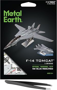 Fascinations Metal Earth F-14 Tomcat 3D Metal Model Kit Bundle with Tweezers