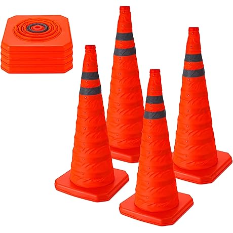 CARTMAN 4 Pack 28 Inch Collapsible Traffic Cones