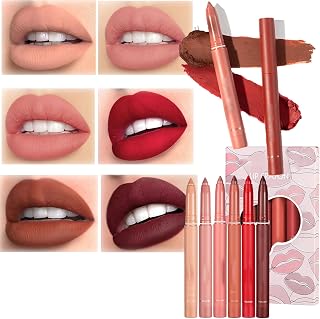 12 Color Handaiyan Rotating Sharpenable Matte Lipstick Pencils,Handaiyan Lipstick Pencil Rotating,Handaiyan Lipstick Matte,Long Lasting Waterproof Non-Stick Cup Makeup Lip Tint Pen (Set A)