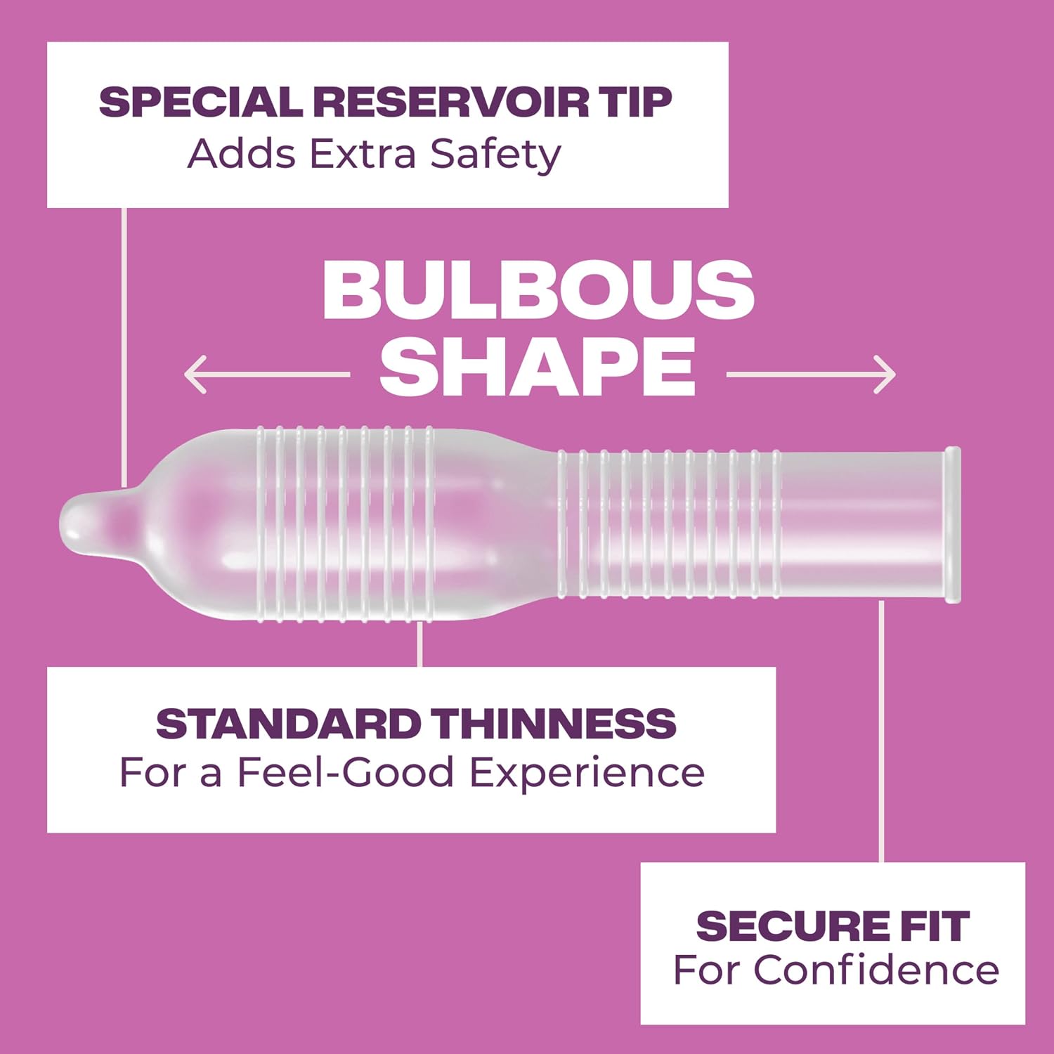 Trojan Her Pleasure Latex Lubricated Condoms, Ribbed for a Stimulating Experience, Bulbous Shape for a Roomier Fit, Helps Reduce Risk of Pregnancy and Sexually Transmitted Infections (STIs), 12 count