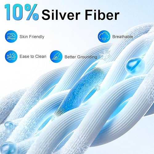 Miniatura 3 de Grounding Sheets, 90% algodón orgánico + 10% fibra de plata pura, sábanas de cama para mejorar el sueño y el bienestar, sábanas bajeras de tierra de