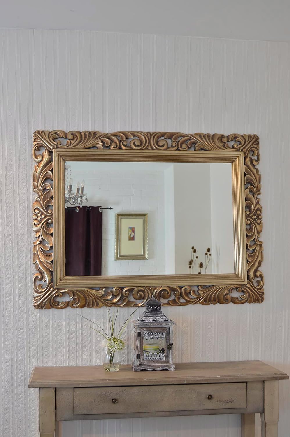 Decorative Wall Mirror Frame Wall Decoration Gold Frame, Carving Design (Without Mirror) Size 3 feet ×2 feet-image-34