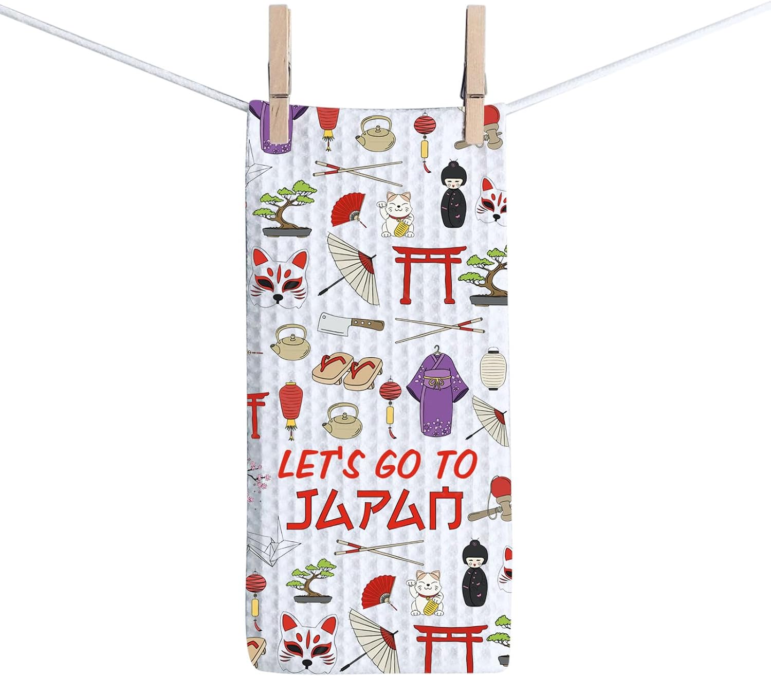 ZJXHPO Japan Trip Kitchen Towel Travel Vacation Dish Towel Tokyo Journey Souvenir Let’s Go to Japan Kitchen Decor (Japan Towel)