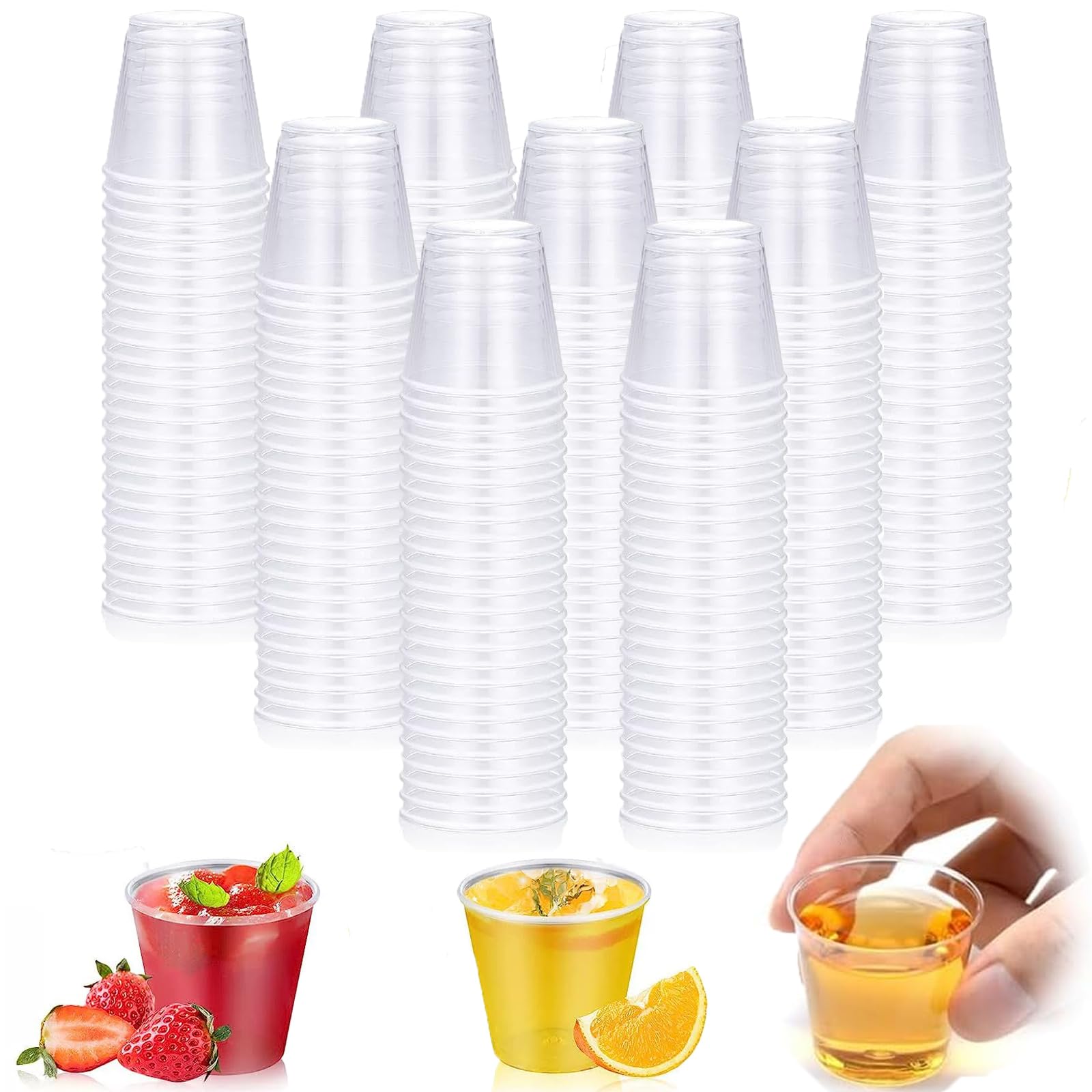 300 Stück Schnapsgläser Plastik 5cl/50ml Schnapsbecher Plastik Wiederverwendbare Schnapsbecher Transparent Kleine Plastikbecher für Verkostungen Party Bankett Geburtstag