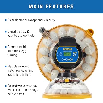 Brinsea Maxi 24 Advanced Egg Incubator with Automatic Egg Rotation and Temperature Control to Hatch 24 Chickens, Duck or Other Eggs - Mix & Match Size for Optimal Flexibility