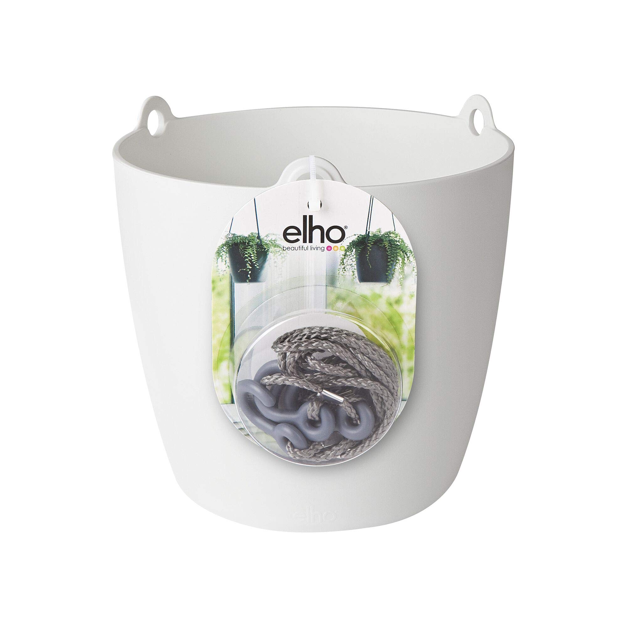 elho Brussels Hängeampel 18 - Blumentopf Hängend - Pflanzentopf für Innen - 100% recyceltes Plastik - Ø 18.3 x H 18.0 cm - Weiß/Weiss (Packung mit 4)