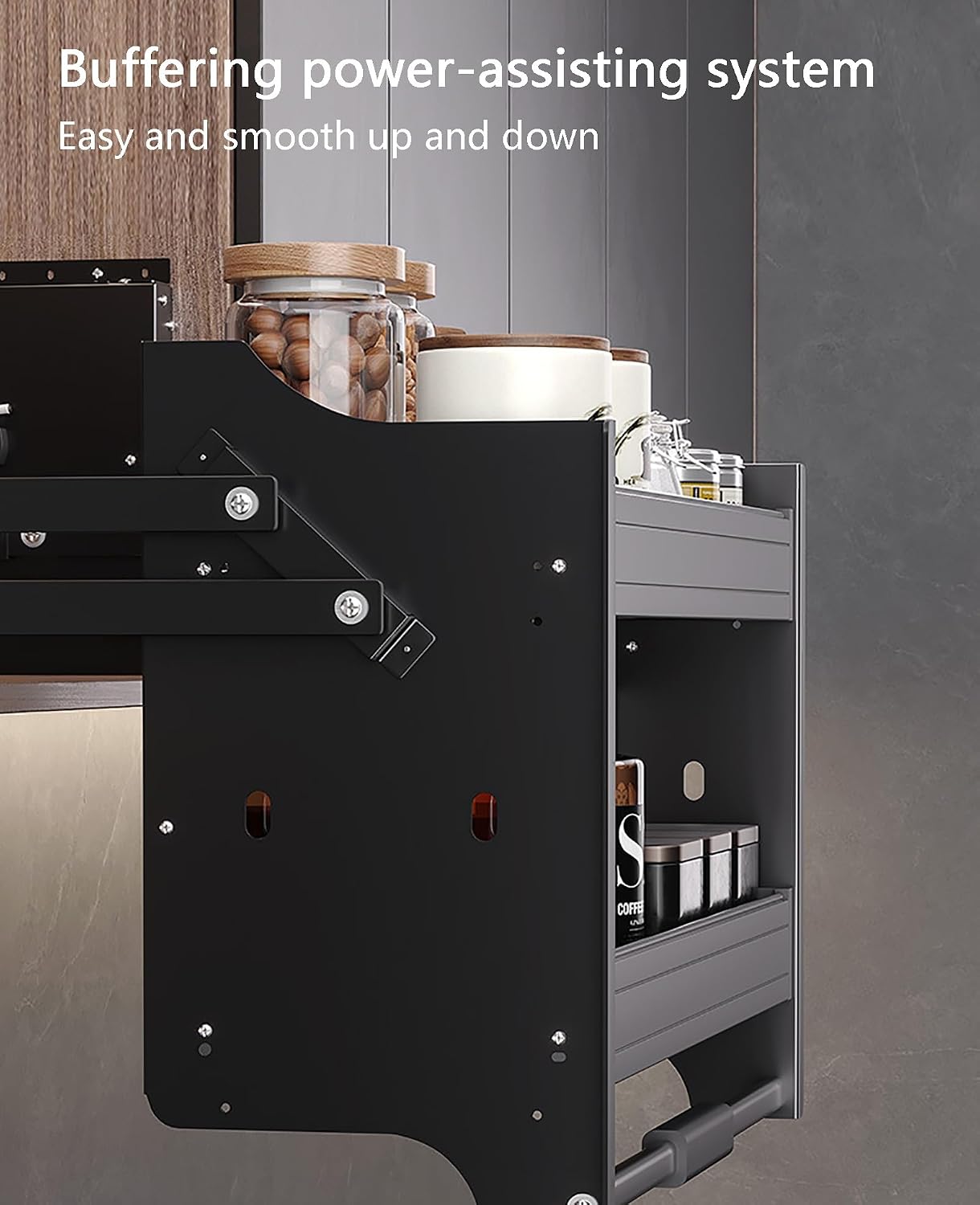 Kitchen Organizer 2-Tier Adjustable Upper Kitchen Wall Cabinet Storage Organizer, Heavy-Duty Pull Out and Down Shelf, Lifting Storage Brackets for Bathroom Cabinets, Bedroom Closet