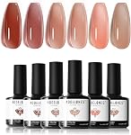 Modelones Jelly Gel Nail Polish 6 Colors Nude Gel Polish Milky White Neutral Nail Gel Polish Shimmery Glitter Translucent Nail Art Gel Kit Soak off Gel Manicure DIY Salon Nail Gift