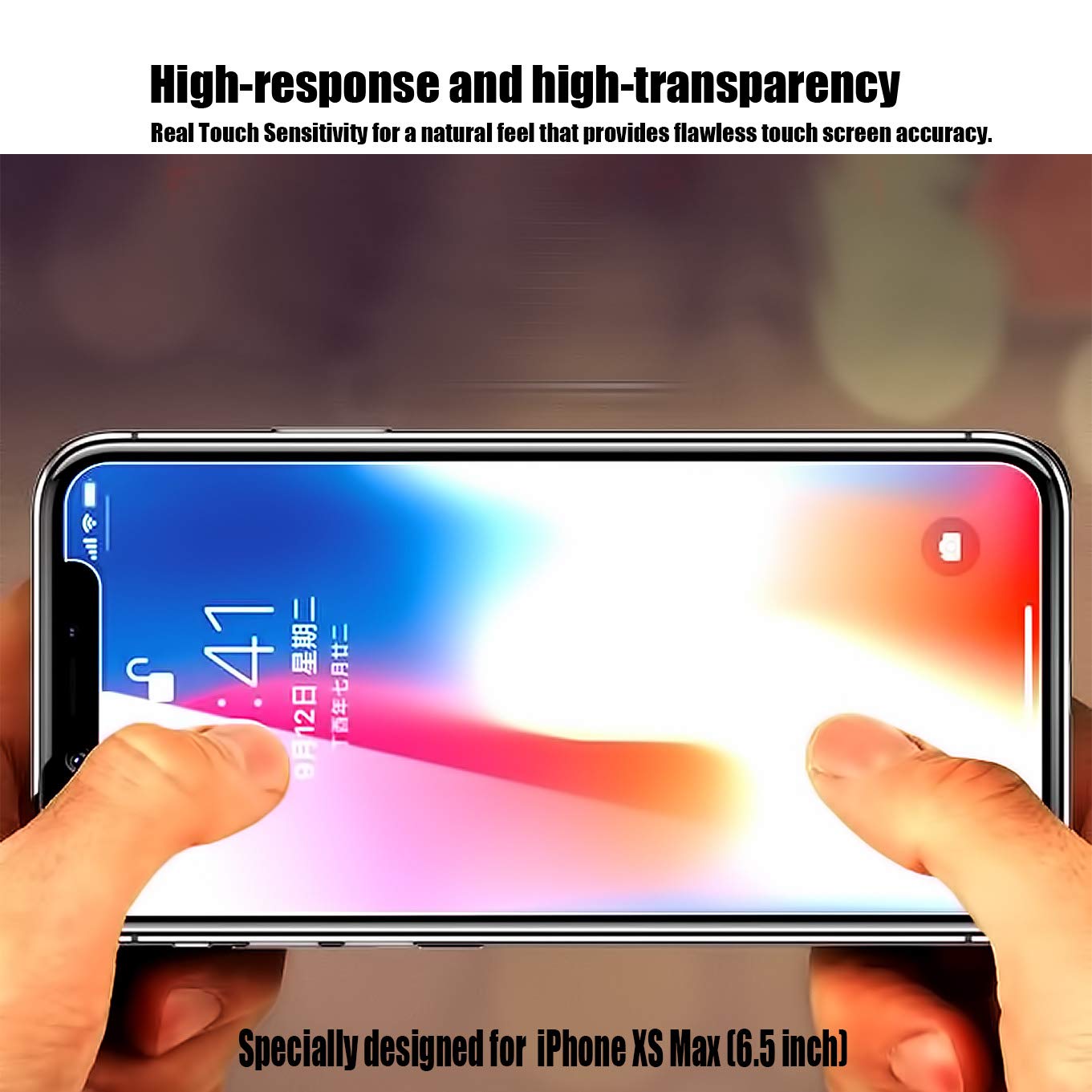 [2 Stück] Displayschutzfolie kompatibel iPhone Xs (5,8 Zoll)/iPhone X Panzerglas Displayschutzfolie Touch 9H Härte Transparenz für iPhone Xs Displayschutzfolie Glas