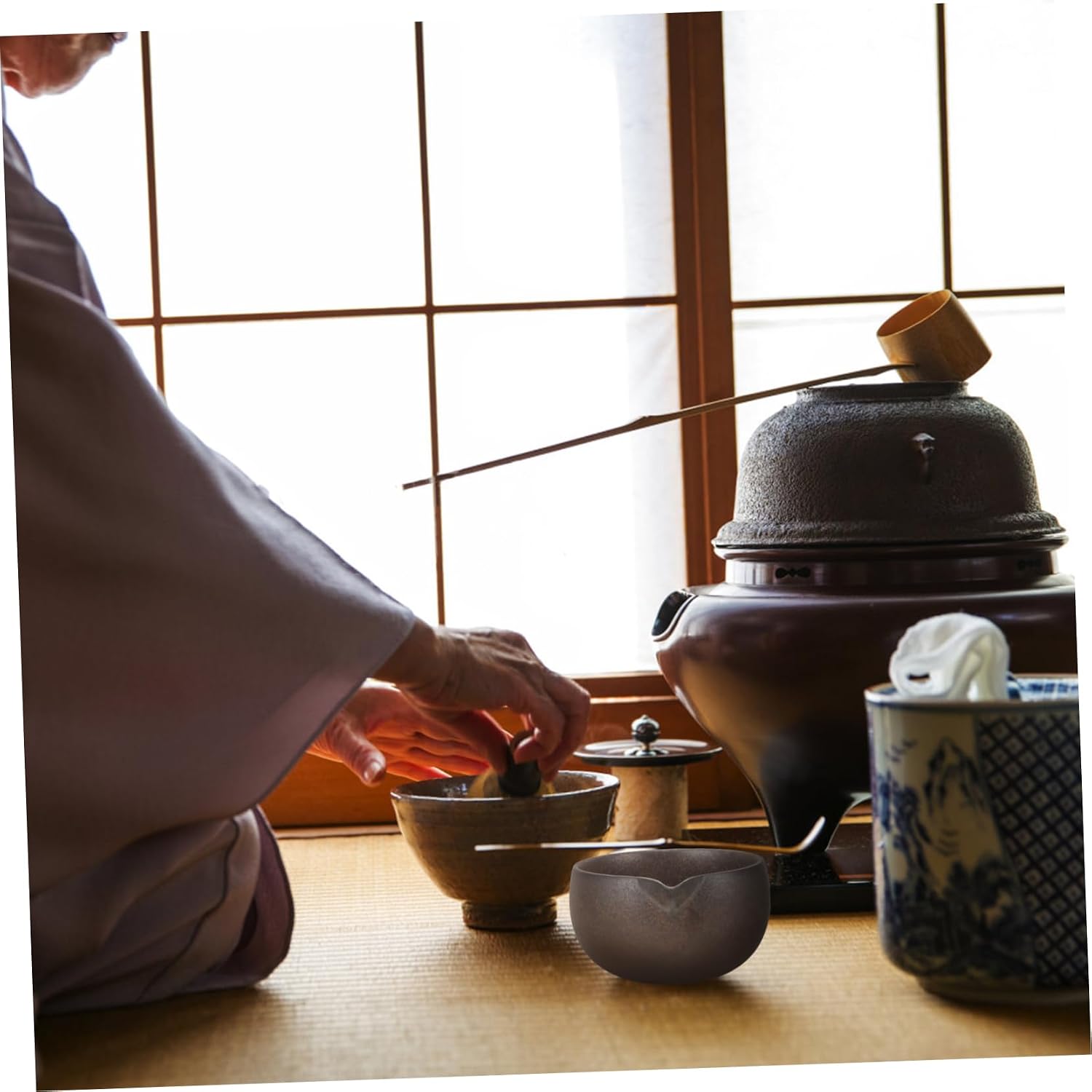 Cabilock Ceramic Matcha Bowl with Spout Japanese Style Traditional Tea Cup for Tea Ceremony Smooth Surface Easy Pouring and Cleaning Home Use
