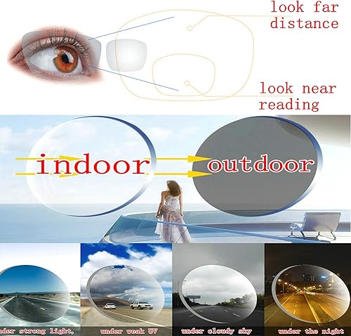 Miniatura 5 de mincl Gafas de lectura bifocales con montura de cristal brillante con diamantes de imitación para mujer, lentes de sol fotocromáticos de transición