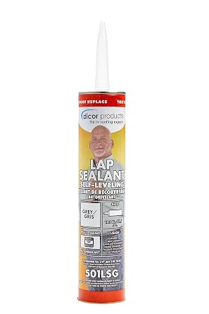 Dicor 501LSG-1 HAPS-Free Self-Leveling Lap Sealant for horizontal surfaces - 10.3 Oz, Grey, Secure, Ideal for RV Roofing, Maintenance, Repair, Appliance Application | Sun-ray stabilized, will not stain roofing, works with EPDM, TPO and PVC membranes, adheres to aluminum, wood and fiberglass
