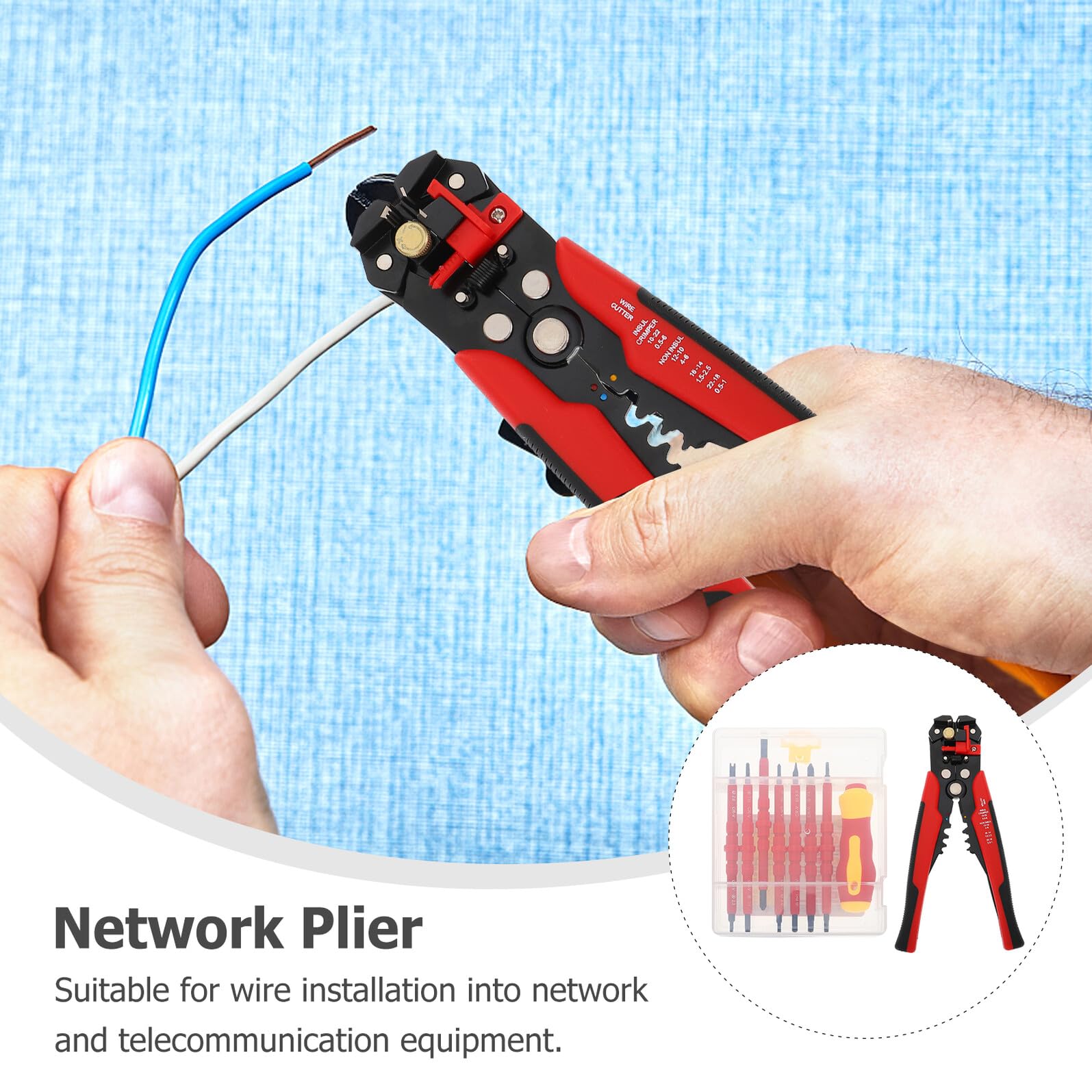 Kit de Alicates Pelacables y Destornillador Aislado Multifuncional para Electricistas Mango Ergonómico y Acero Aleado, Fácil de Usar en Trabajos Eléctricos Color Aleatorio