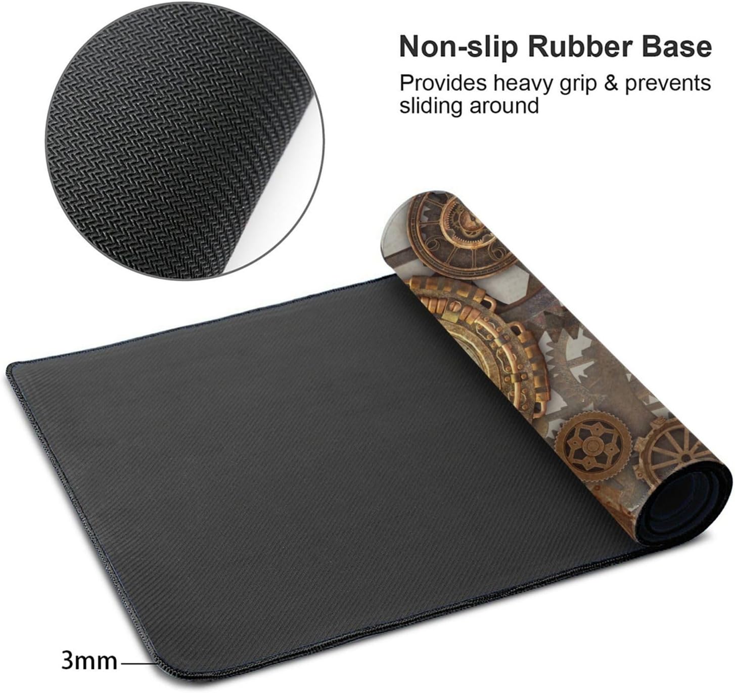 Cool Steampunk Large Mouse Pad Gaming Mousepad XXL 15.8×29.5 in Non-Slip Rubber Base Desk Mats on Top of Desks Mouse Pads for Wireless Mouse Computer Desks Accessories