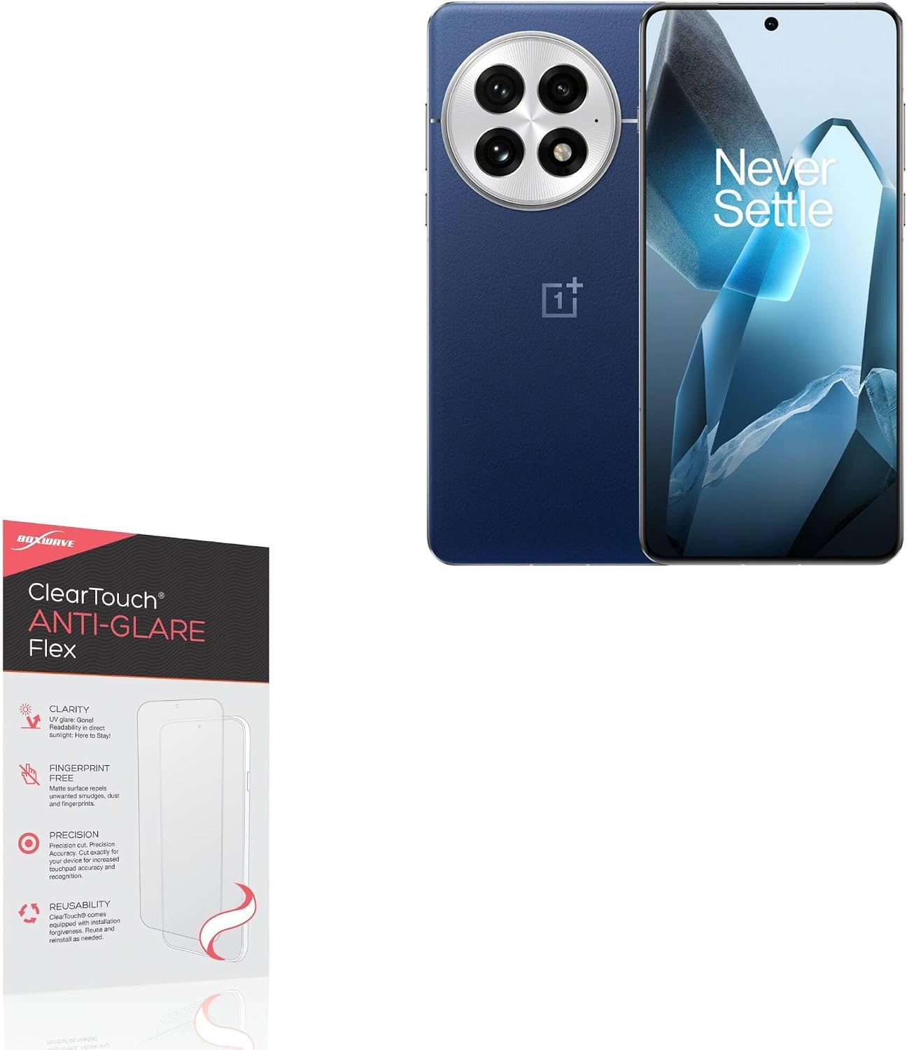 BoxWave Screen Protector Compatible with OnePlus 13 - ClearTouch Anti-Glare Flex (2-Pack), Anti-Fingerprint Matte Film Skin Curve Coverage