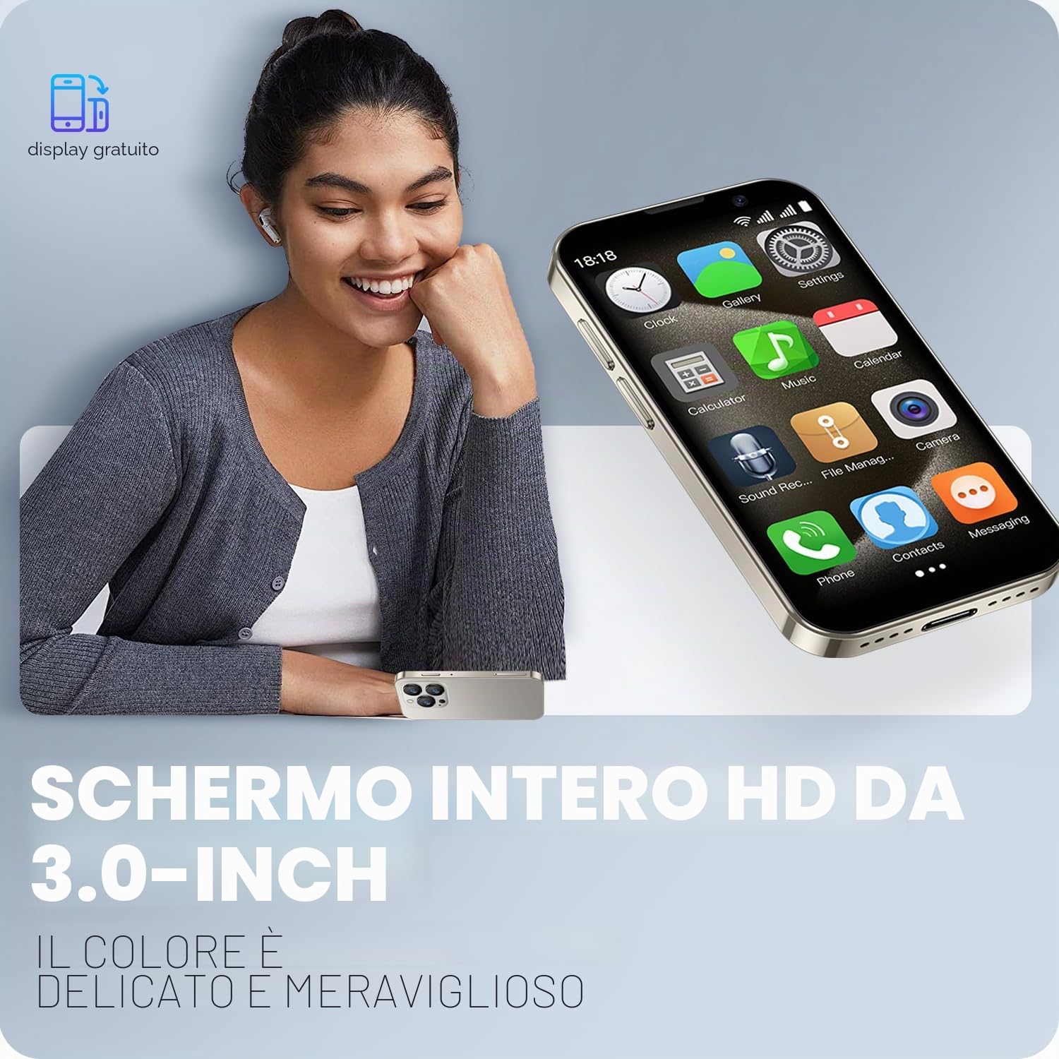3G – Piccoli Cellulari, Bambini – Smartphone Android 9.0 3.0 pollici – Schermo 2 GB RAM 16 GB ROM, 5,0 Megapixel, 900 mAh – Batteria di riconoscimento facciale, (XS18-Blu scuro)