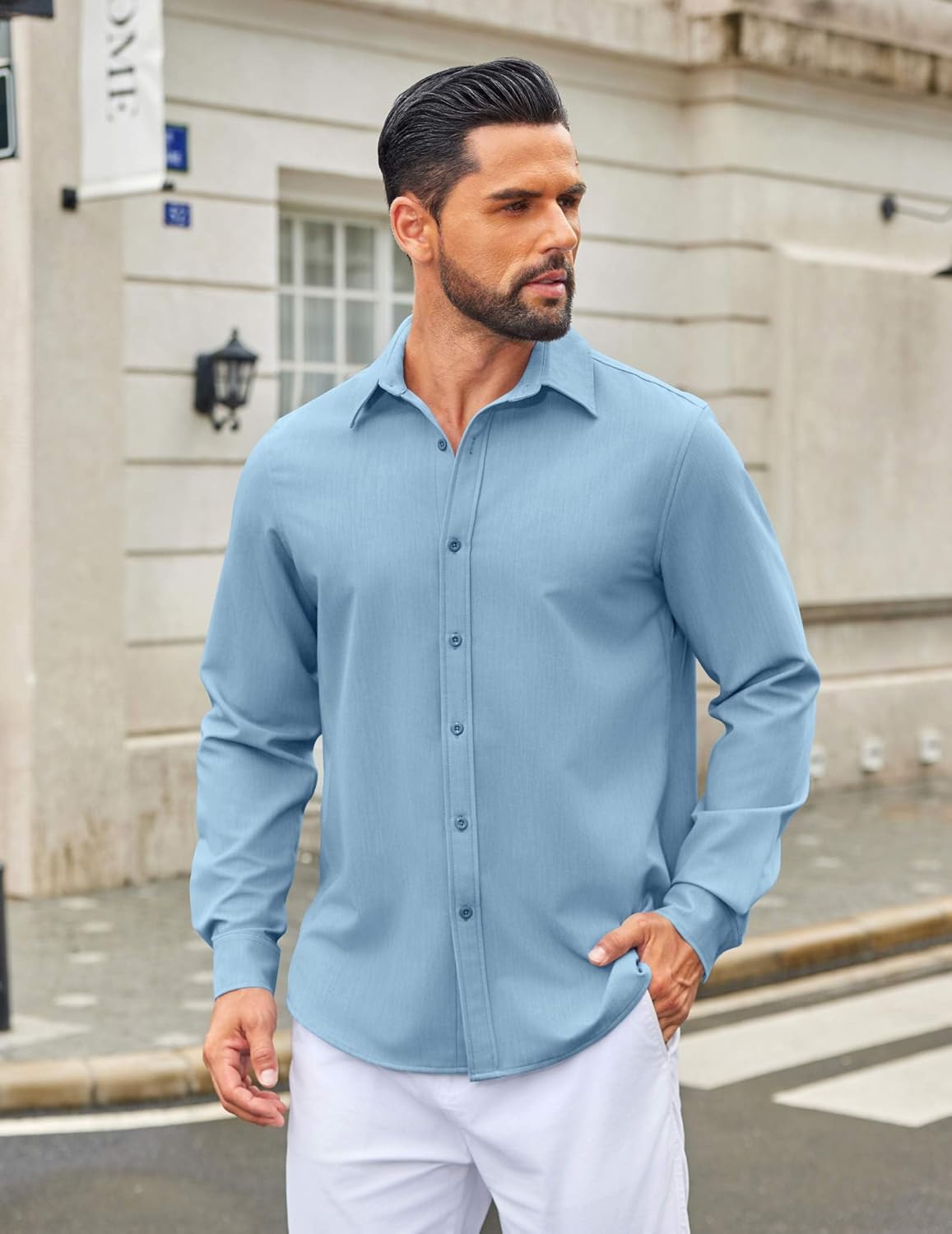 COOFANDY Men's Casual Button Down Long Sleeve Untucked Denim Dress Shirt - Image 2