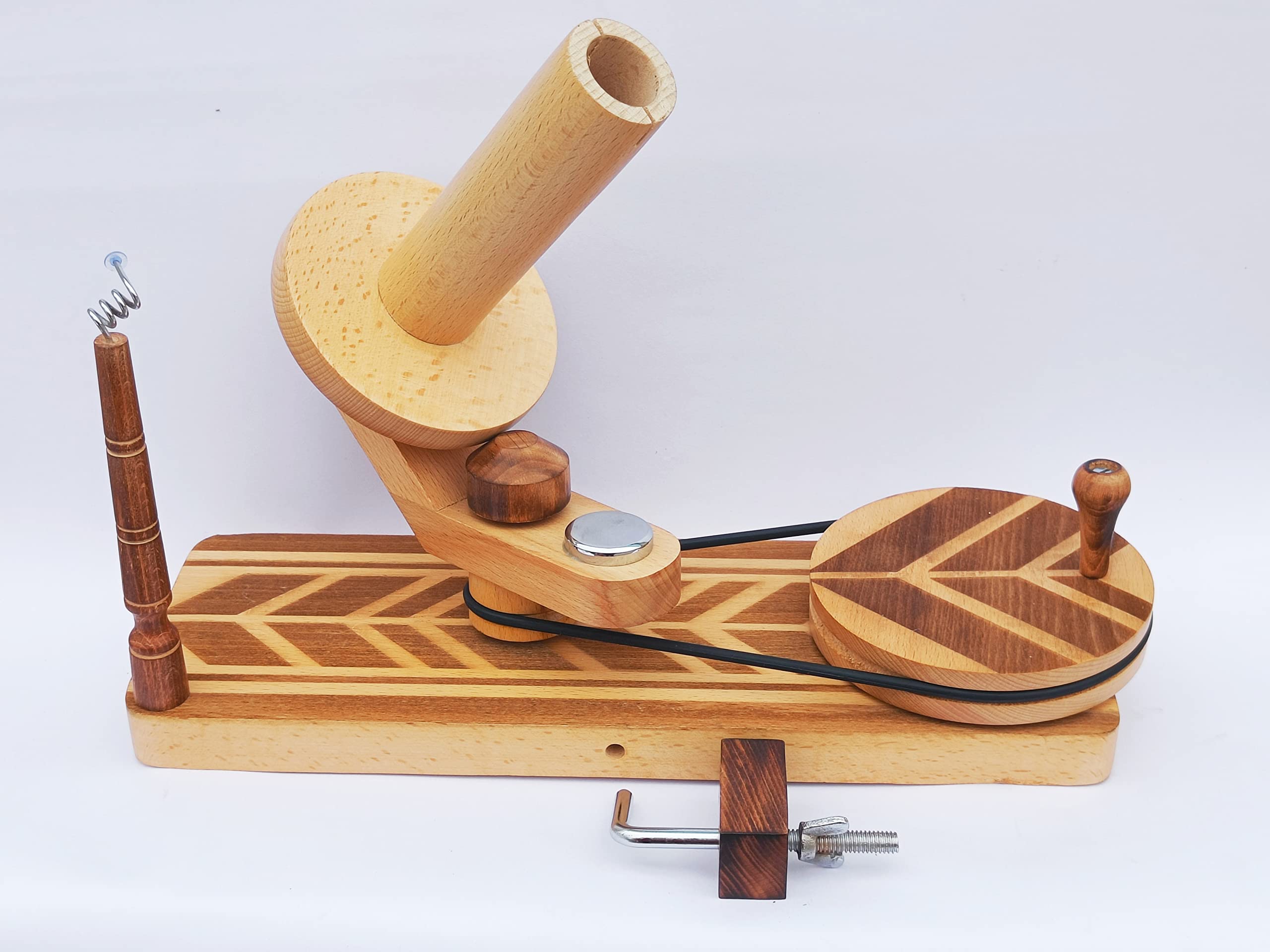 Hind Handicrafts Handcrafted Wooden Yarn Ball Winder for Knitting Crocheting - Natural Hand Operated - Knitter's Gifts Center Pull Ball Winder (Engraved - 1)