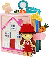 Kikiyaki Felt Busy Book Toddlers 1-3: Montessori Quiet Book Airplane Travel Toy, Sensory Learning Busy Board Girls Birthday Gift