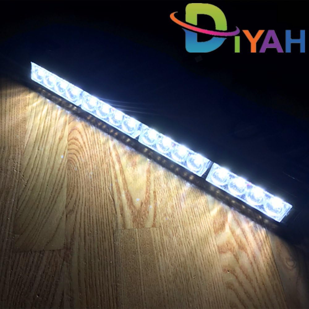 DIYAH 16 LED 18" Emergency Warning Traffic Advisor Vehicle LED Strobe Light Bar (White)