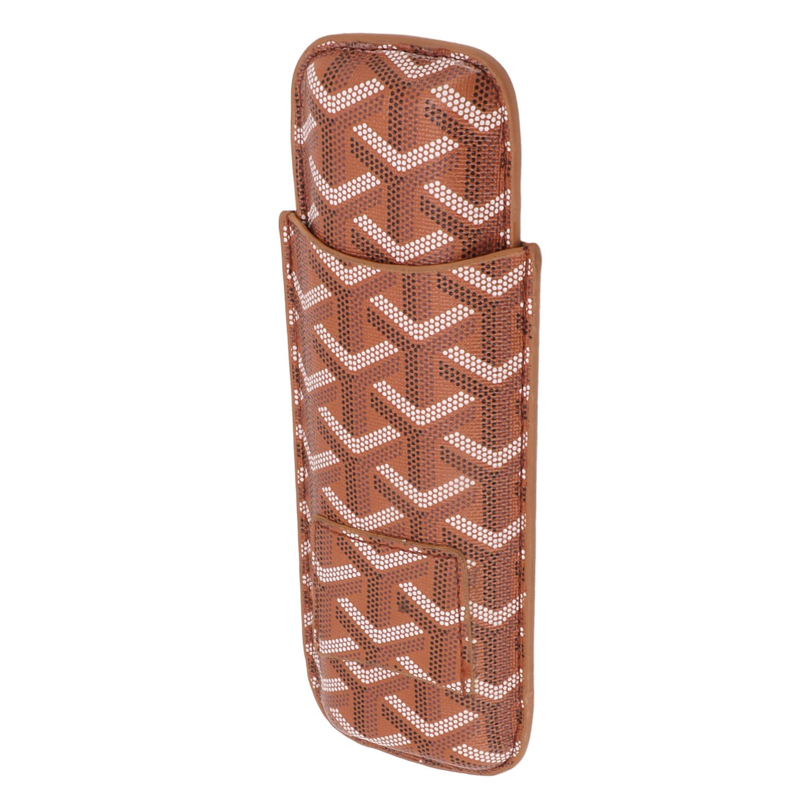 Soraz 2 Finger Cigar Case, Tight Stitching Microfiber Frosted Finish Sewing Process Comfortable Cigar Case Breathable with Cutter for Party (Light Brown)