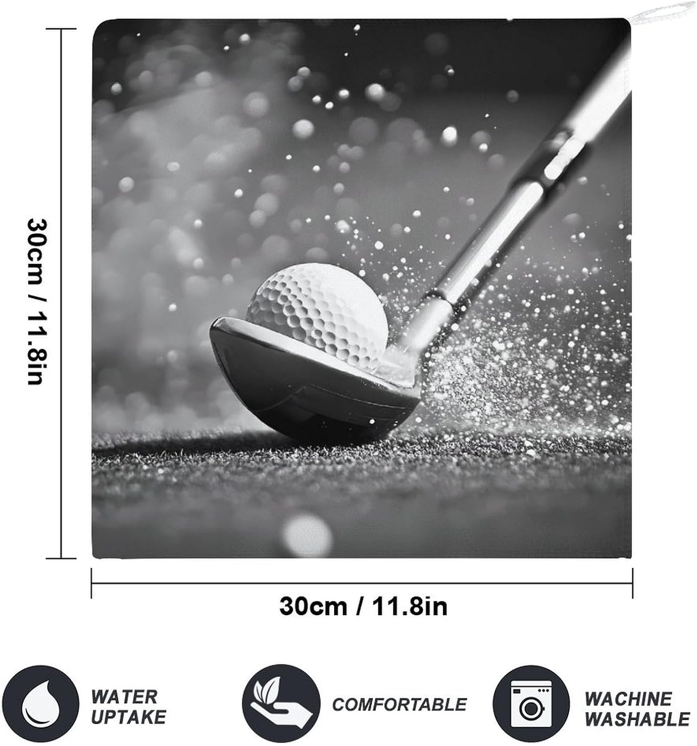 Black and White Golf Towel Hand Towels Decorative Towel for Bathroom Kitchen Shower Gym 4PCS