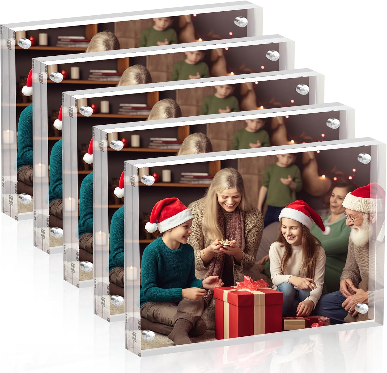 4 * 6 Acrylic Block Picture Frames, 20mm Thick Freestanding Double-Sided Magnetic Holder, Frameless Modern Clear Square Photo Frame for Desktop Display, Office Decor & Tabletop Decor