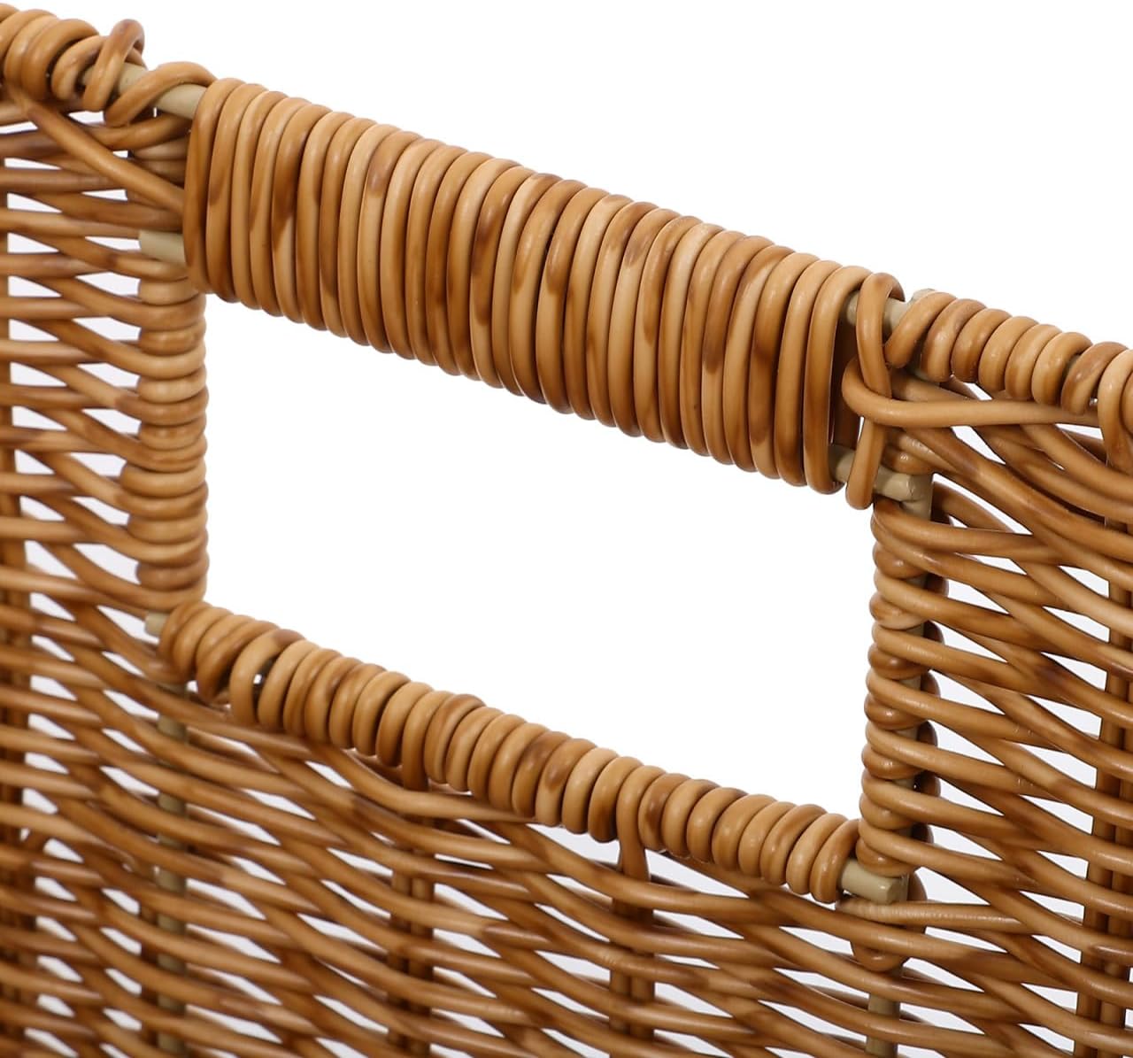 Alipis Large Capacity Storage Basket 34x26x16cm Imitation Rattan Desktop Woven Basket for Books Toys and Home Organization