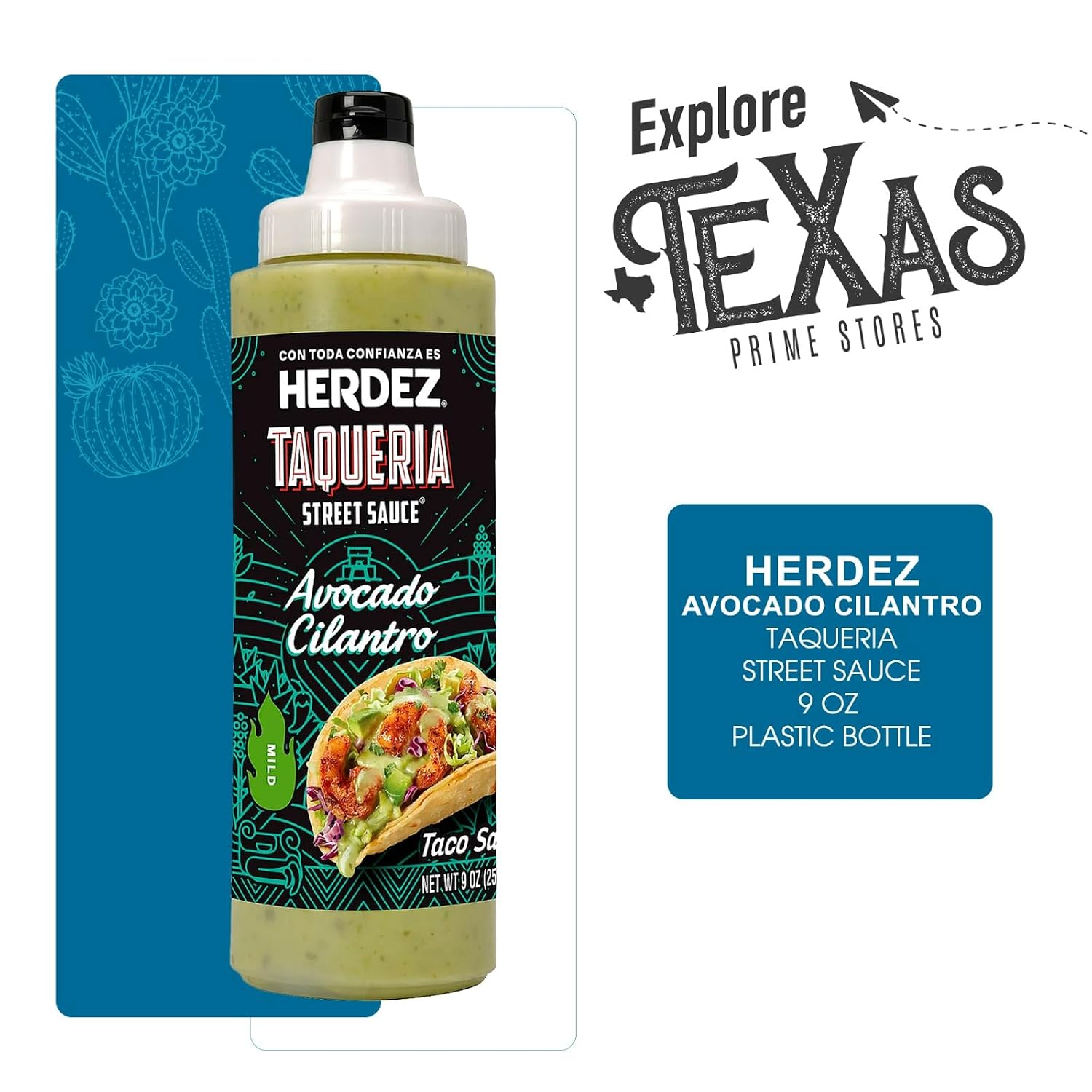 Herdez - Lavinia Essentials Bundle: 4-Pack of Taqueria Avocado Cilantro Street Sauce, Plastic Bottle 9.0 oz + 1 Utility Prop.