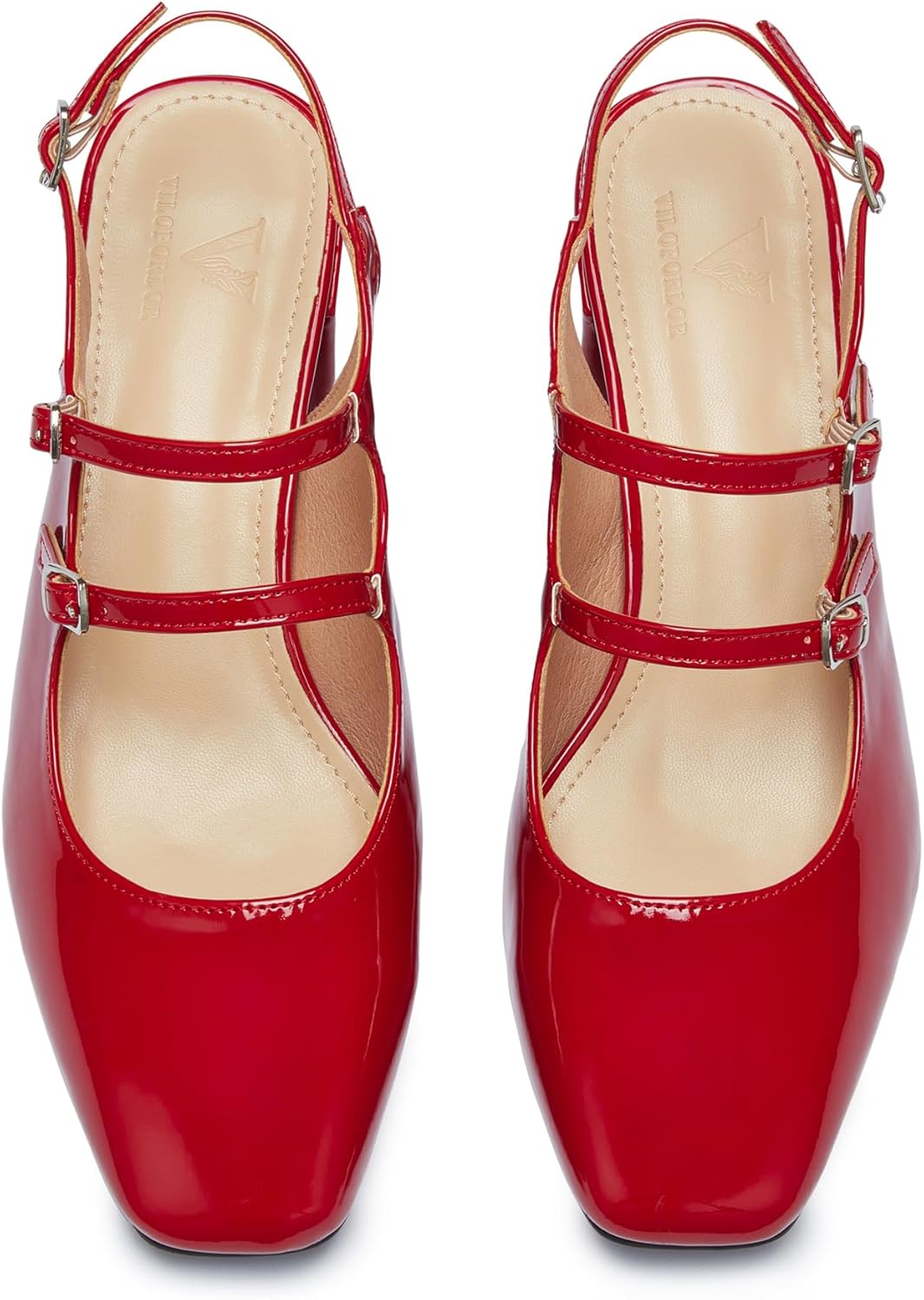 Mary Jane Shoes Slingback Chunky Heels for Women Closed Toe Double Strap Block Heel Pumps Retro Square Dress Shoes for Daily Party - Image 6