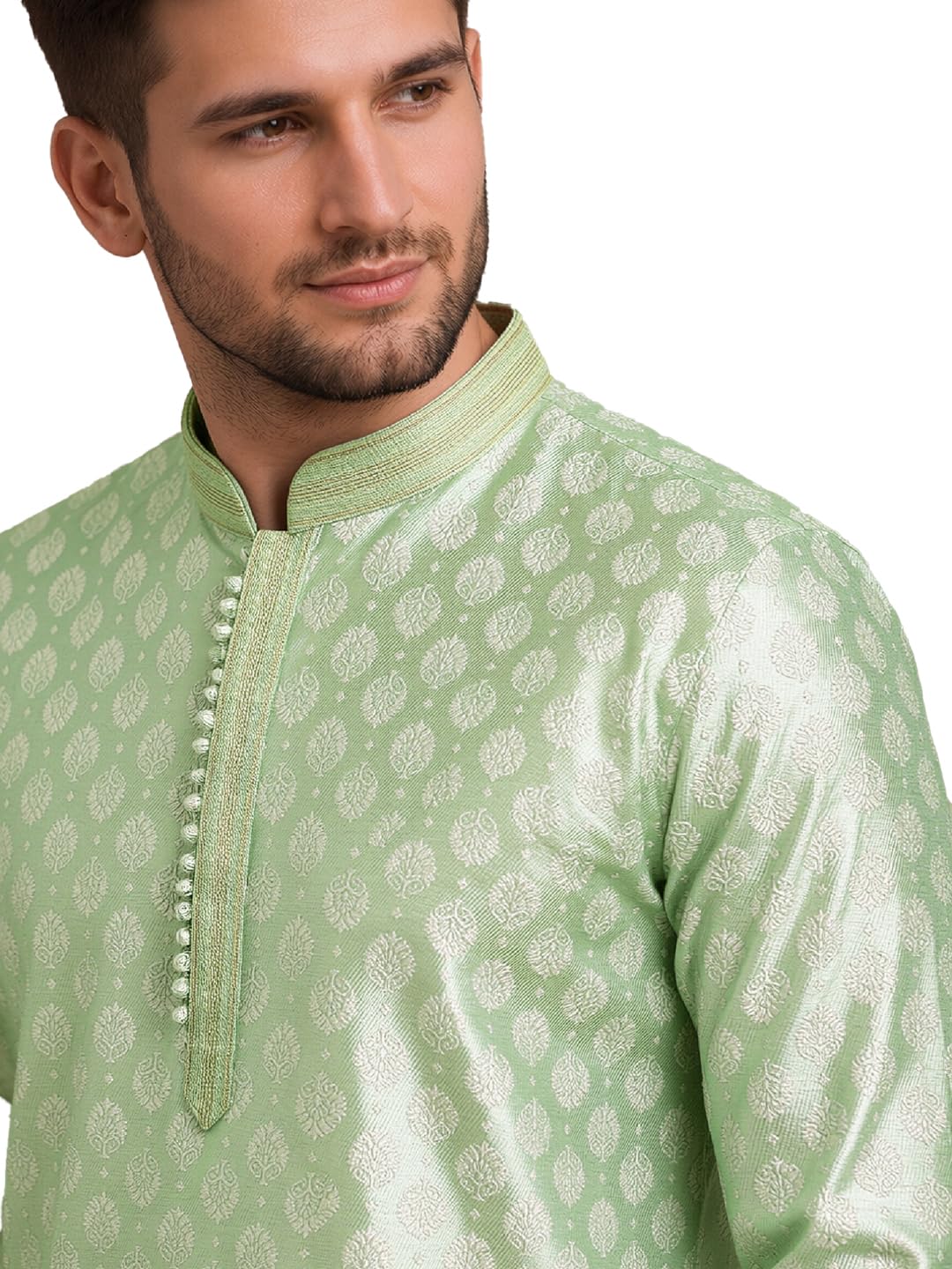 Cotton Silk Kurta for Men Ethnic Wear | Embellished-image-42