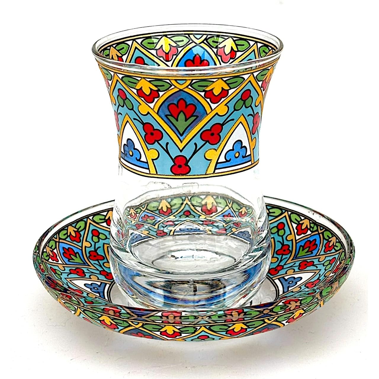 Amazon | トルコ チャイグラス & ソーサーセット 伝統模様