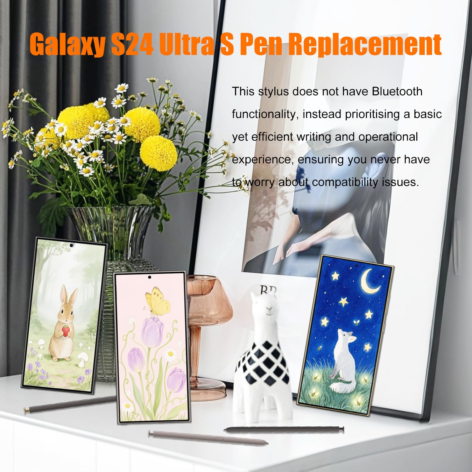 Stylet de rechange pour Galaxy S24 Ultra S (sans Bluetooth) pour Samsung Galaxy S24 Ultra S - Noir