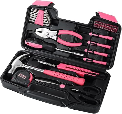 Juego de herramientas para el hogar de 39 piezas, perfecto para el hogar, garaje, oficina y dormitorio, herramientas esenciales para toda la familia