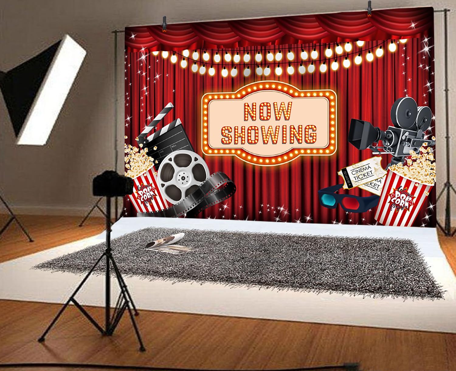 Fotohintergrund „Welcome To Cinema“ – 2,1 X 1,5 M, Vinyl, Für Filmabend, Geburtstag, Fotostudio, Party-Deko, Bedruckt
