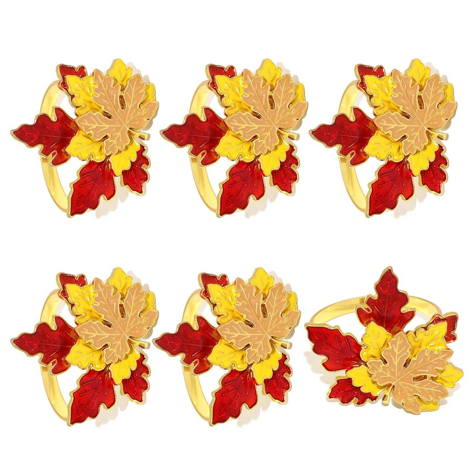 Kalttoy 6Pcs Metal Maples Napkin Rings Parties Serviettes Buckles Napkin Holder Simple Wedding Table Decoration for Daily Elegant Holder Wedding Parties Supplies for Paper Napkins