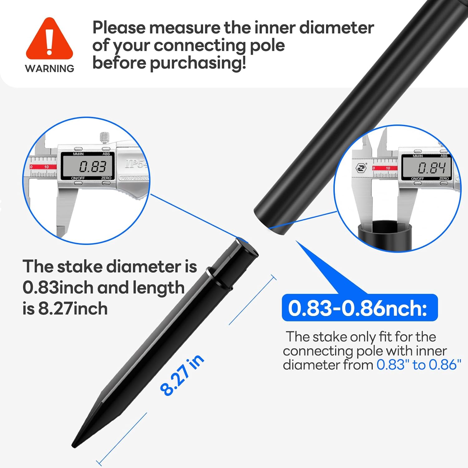 8 Pack Reinforced Ground Stakes, 0.83" x 8.27" Solar Lights Spikes, ABS Plastic Replacement Nails for Solar Pathway Lights Spot Lights Torch Lights Garden Lights - Image 3