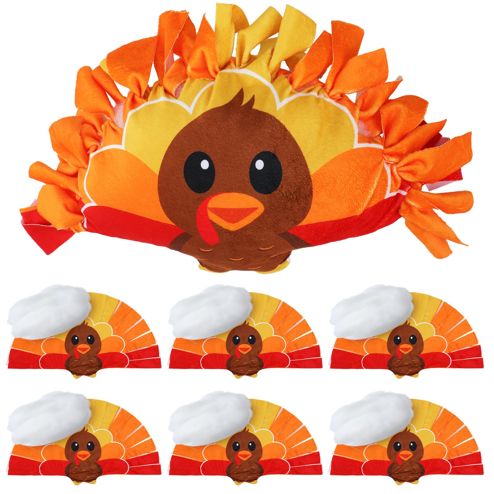 Weysat 6 Sets Thanksgiving Fall Turkey Tied Pillow Craft Kit DIY Turkey Pillow Craft Gifts with PP Cotton for Fall Harvest Thanksgiving Party Decor VBS School Favors Classroom Giveaways