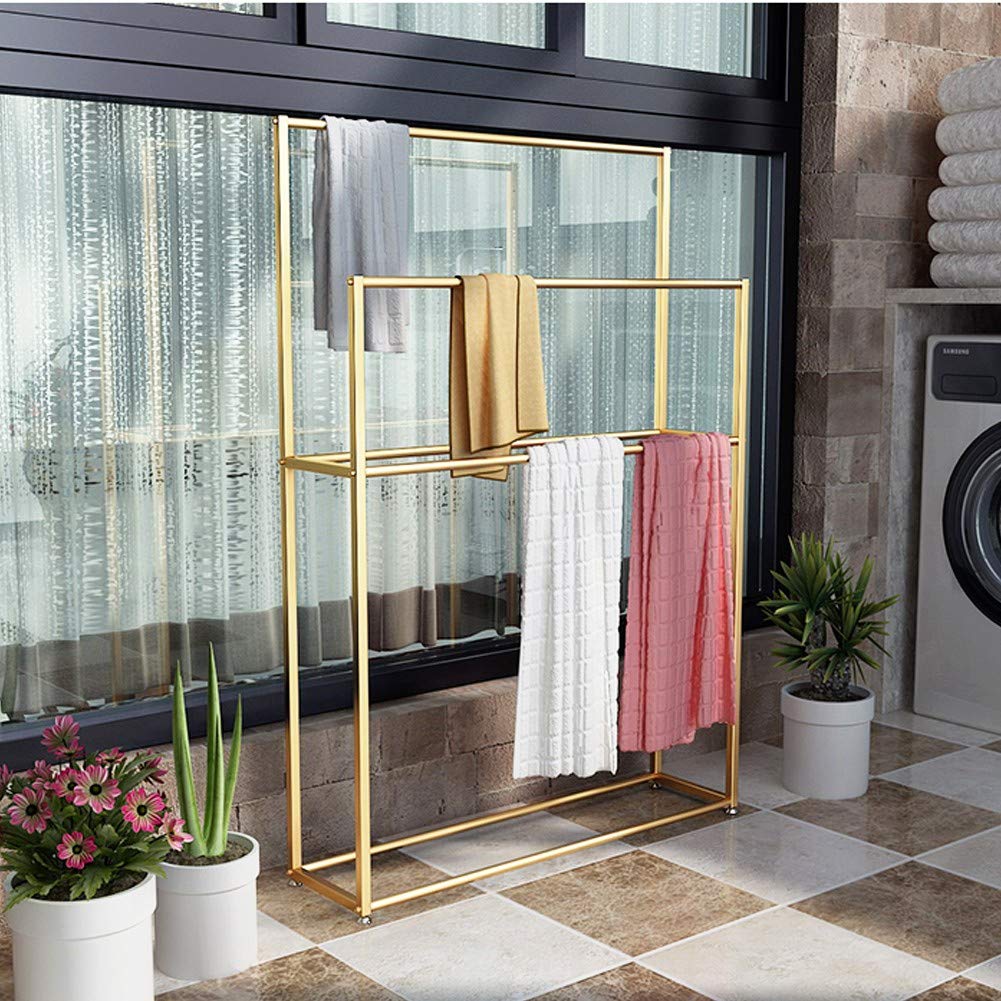NEECS Portasciugamani da Bagno/portasciugamani per Hotel in Metallo autoportanteSupporto con 4 Barre, portasciugamani da Bagno/portasciugamani per Hotel Alto a 2 Livelli Ferro, Resistent