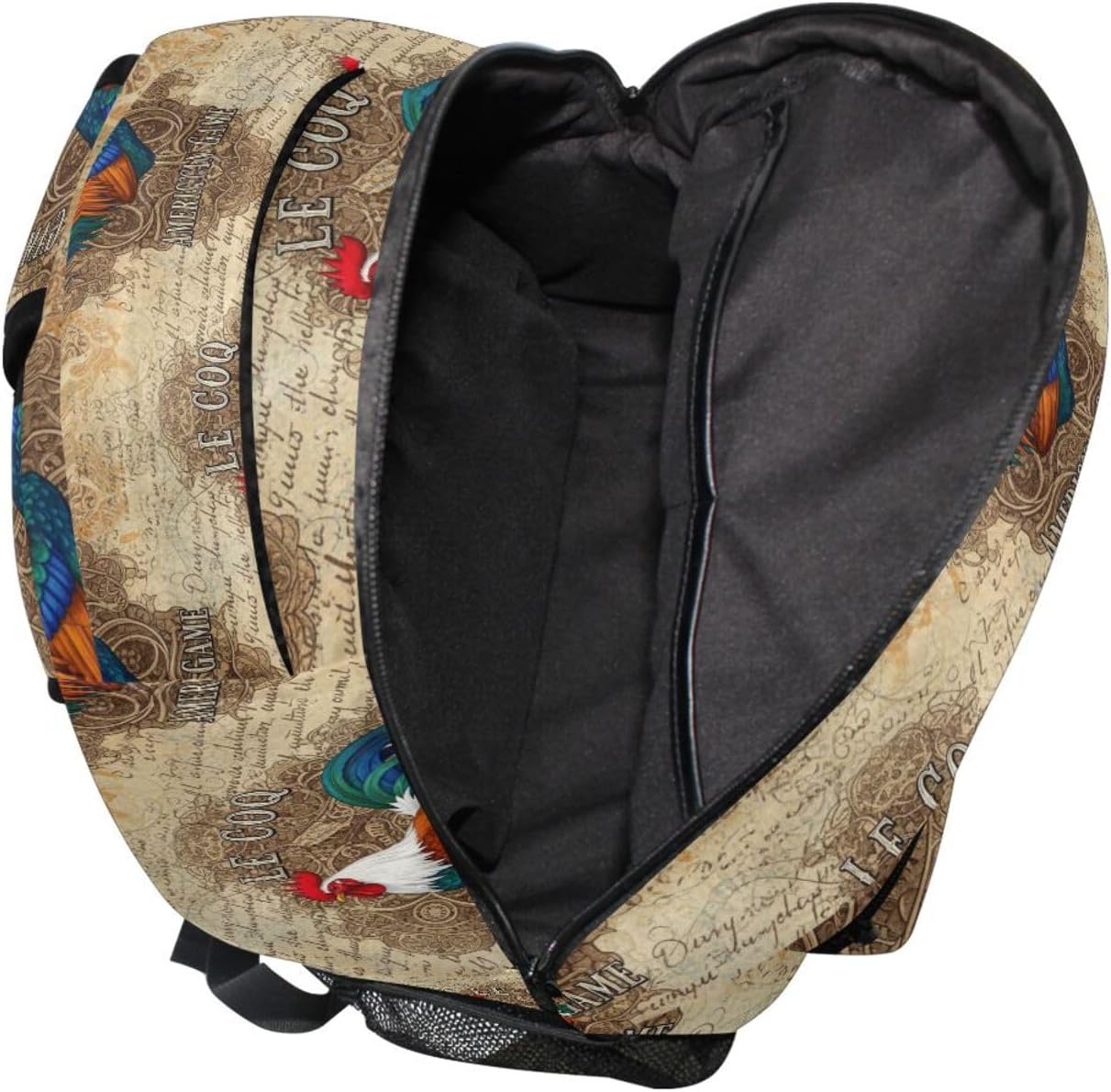 QUGRL Rooster Vintage School Backpack for Girls Boys Retro Large Bookbag Laptop Computer Bag Casual Hiking Travel Daypack Backpack Schoolbag for Teens College 16 Inch
