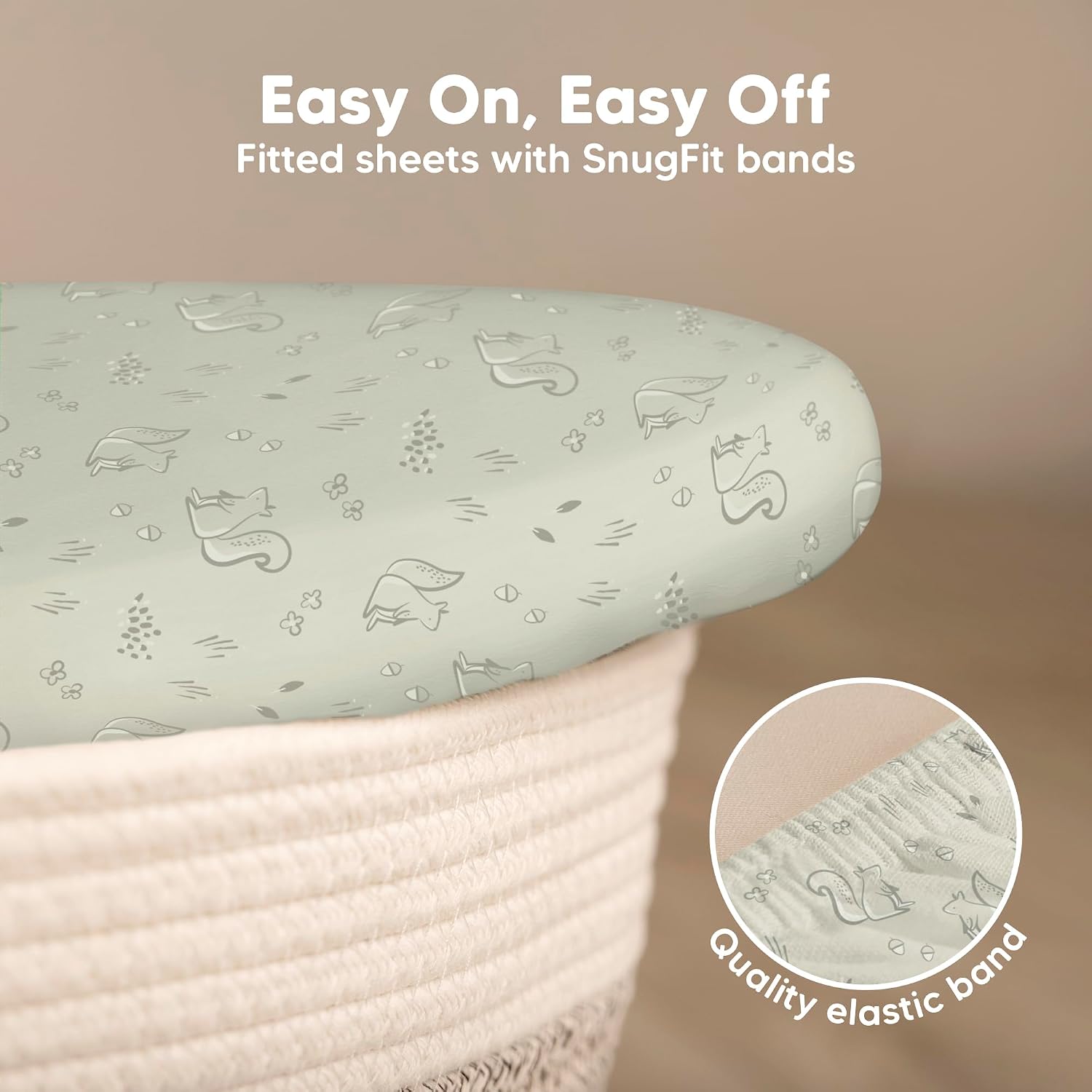2-Pack Baby Bassinet Sheets Girl, Boy, 33x17 Bedside Sheets (Pine Grove) | Viscose Derived from Bamboo, Universal Fitted Bassinet Sheet, Compatible with Halo Bassinest Sleeper, Baby Delight, Graco thumbnail