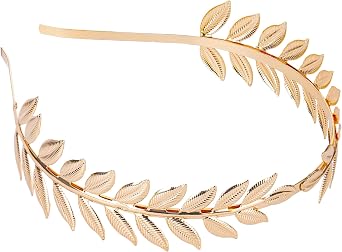 Laurel Leaf Crown Emperor Crowns - Gold Wreath Greek Goddess Headpiece, Medieval Roman Toga Party Costume Accessory, Elven Circlet for Renaissance Halloween Cosplay