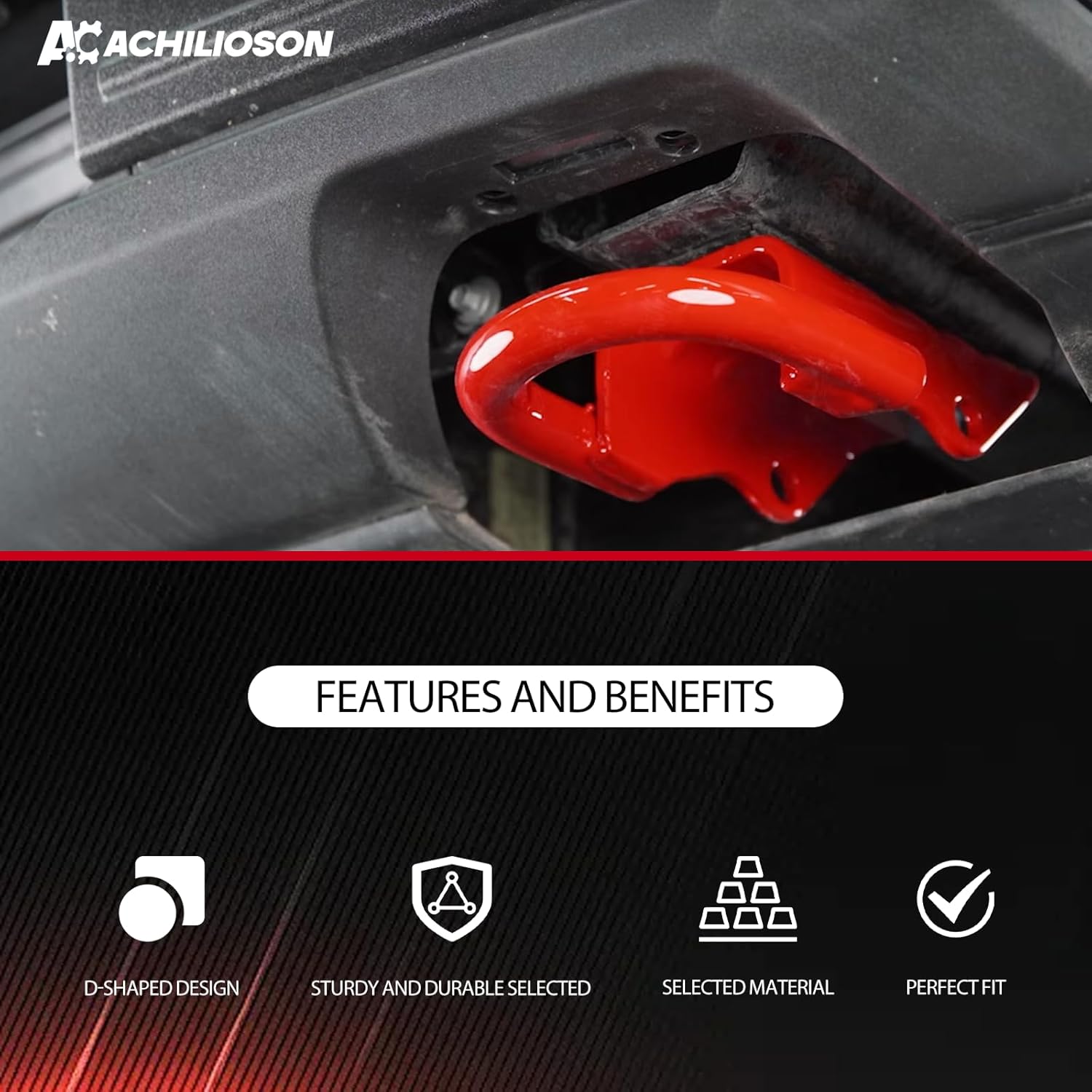 Towing Hook Red Front (FL3Z17N808A) - D-Ring Tow Hooks Compatible with Ford F-150 2009-2016 & Expedition 2007-2015