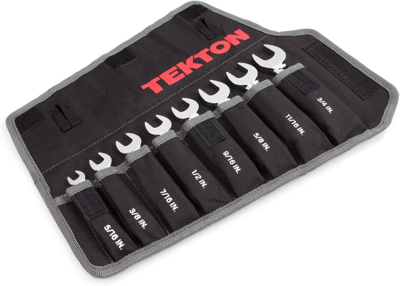 TEKTON WRN01086 Stubby Combination Wrench Set with Roll-up Storage Pouch, Inch, 5/16-Inch - 3/4-Inch, 8-Piece