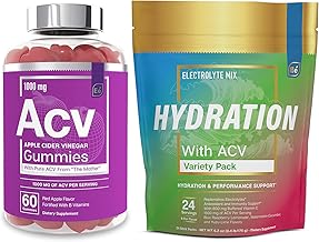 Essential Elements Apple Cider Vinegar Gummies from The Mother & Sugar Free Hydration Powder Packets - Variety Pack | 24 Stick Packs | Energy, Improved Performance, Digestion, & Immune Support