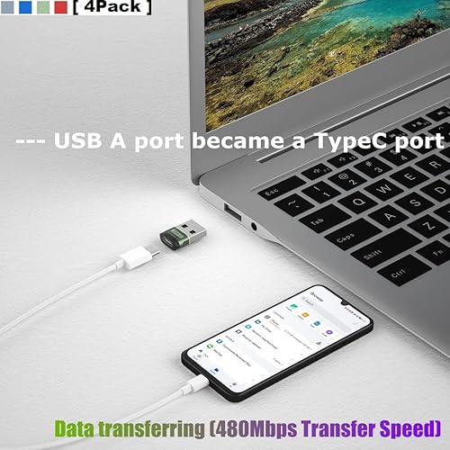 Miniatura 5 de sunshot Paquete de 4 adaptadores USB C hembra a USB macho, convertidor de cable de carga tipo A para Apple iWatch Watch Series 7 SE, iPhone 11 12 13