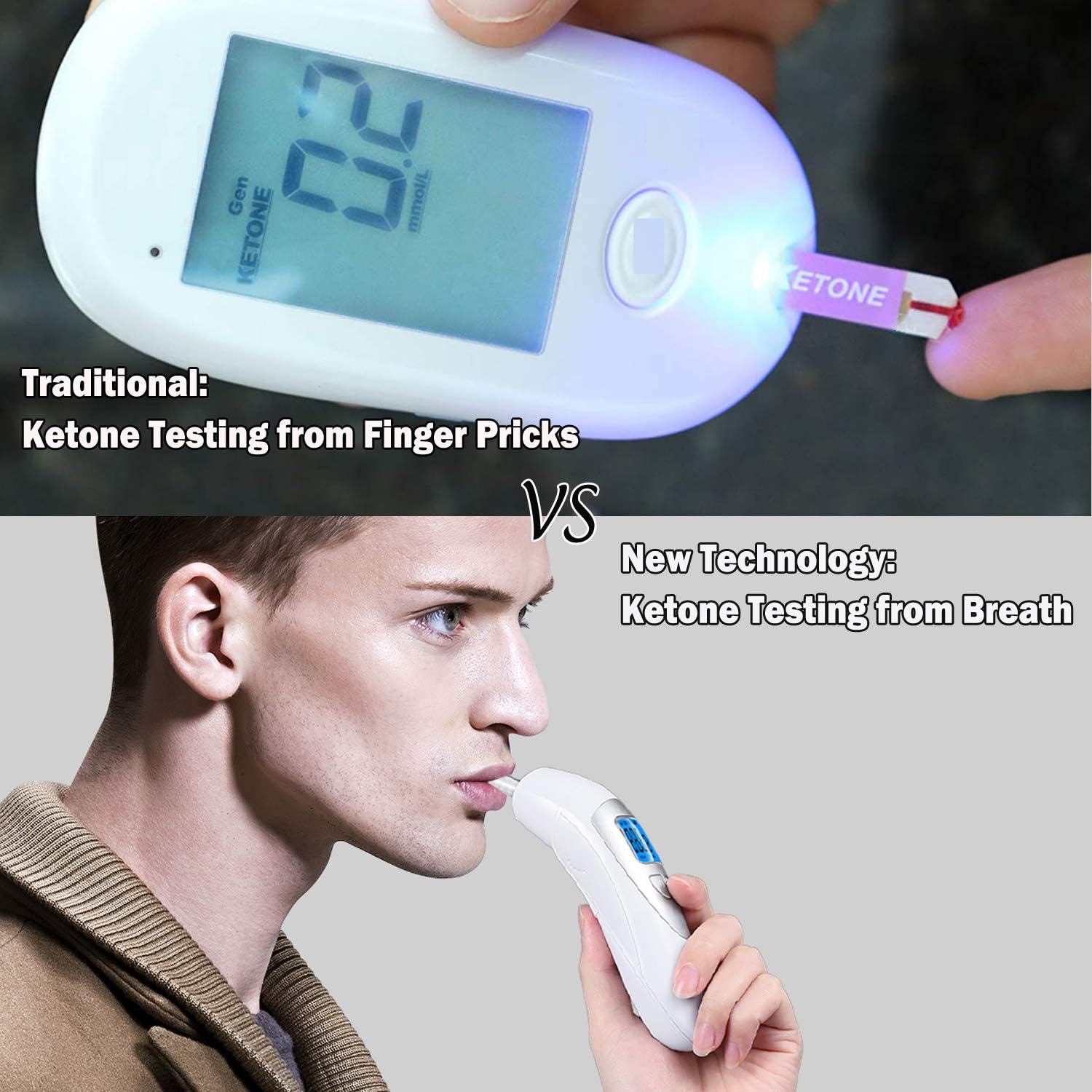 Home Ketone Breath Monitors for Ketosis Tracking & Ketosis Status - High Accuracy Breath Ketosis Meter Portable Ketosis Breath Tester with 10 Mouthpieces