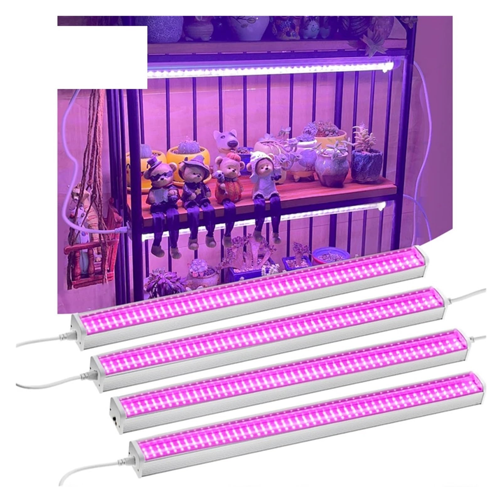 Lámpara de Plantas, Luz de cultivo 100V-265V Barra de luz LED de espectro completo for plantas lámpara Phyto de 53cm con cable de conexión Sunshine 4000K 380-780nm(Sunshine-2pcs)